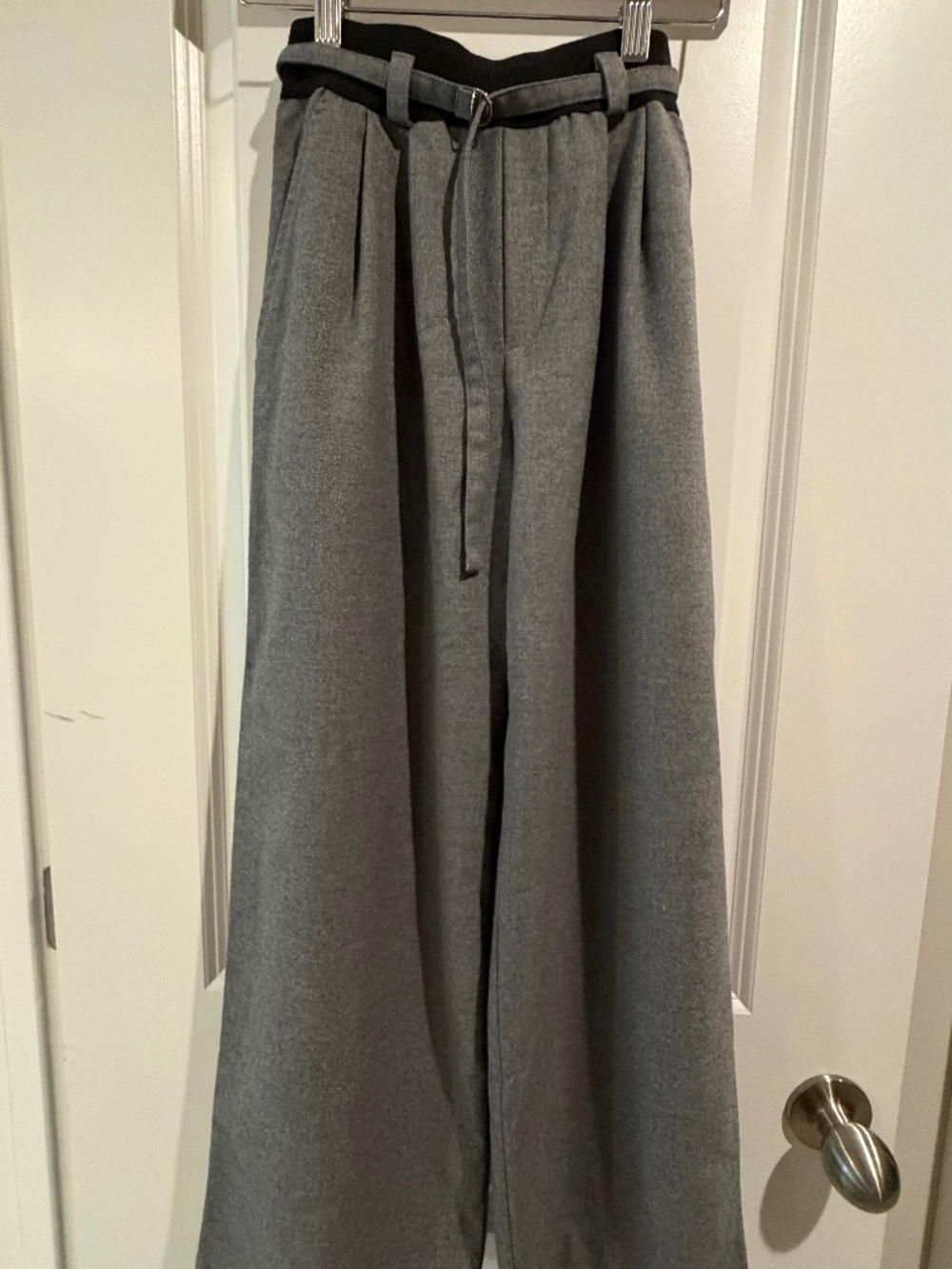 NWOT Zara Girls Belted Wide Leg Grey Pants Size 13-14 Yrs/164cm (Fits Women XS)